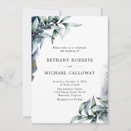 Alles in één elegant Eucalyptus en Berry Wedding Kaart