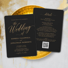 Alles in één elegant Gold Calligraphy Black Weddin