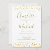 Alles in één elegant goudharten Confetti bruiloft Kaart (Voorkant)