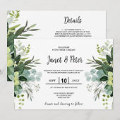 Alles in één, elegant met eucalyptusbladeren Wedde Kaart (Voorkant / Achterkant)
