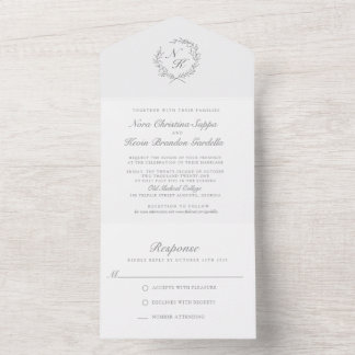 Alles in één Elegant Wedding Invitation All In One Uitnodiging