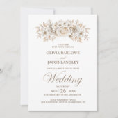 Alles in één elegant White Floral Wedding Kaart (Voorkant)