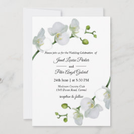 Alles in één. Elegant witte orchideeën bruiloft Kaart