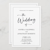 Alles in één elegant zwart-wit huwelijk kaart (Voorkant / Achterkant)