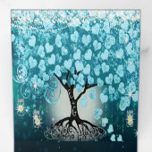 Alles in één elegante Blauwgroen Aqua Heart Leaf W Drieluik Uitnodiging (Binnenzijde eerst)