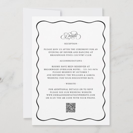 Alles in een elegante bruiloft QR zwarte kalligraf Kaart (Achterkant)