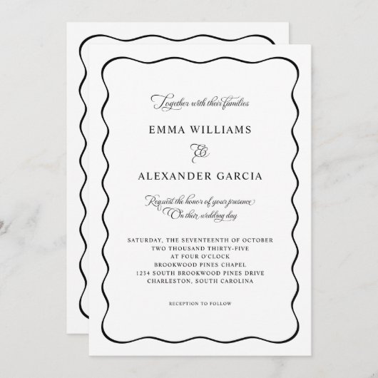 Alles in een elegante bruiloft QR zwarte kalligraf Kaart (Voorkant / Achterkant)