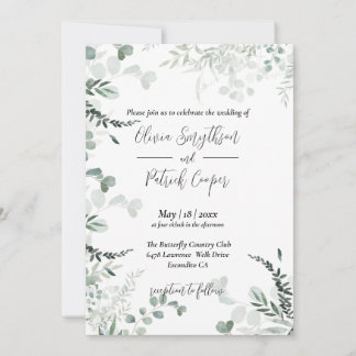 Alles in één, elegante eucalyptusbladeren Wedding  Kaart