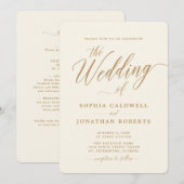 Alles in één elegante goudkalligrafie kaart (Voorkant / Achterkant)