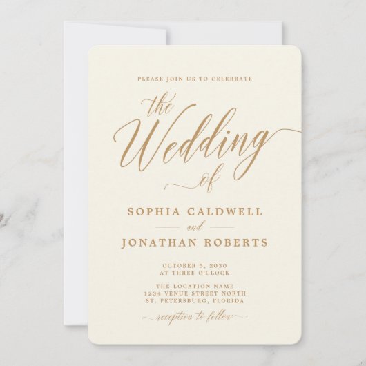 Alles in één elegante goudkalligrafie kaart (Voorkant)