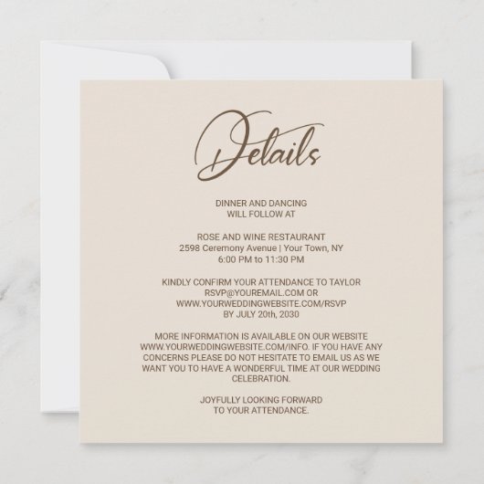 Alles in één elegante Herfst bloemenbruiloft Kaart (Achterkant)