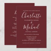 Alles in één elegante moderne Rosewood Roze bruilo Kaart (Voorkant / Achterkant)