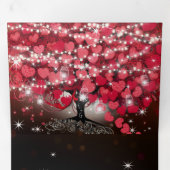 Alles in één elegante rode en roze hartritmebruilo drieluik uitnodiging (Binnenzijde eerst)