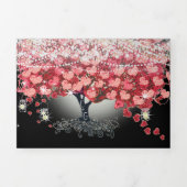 Alles in één elegante rode en roze hartritmebruilo drieluik uitnodiging (Cover)