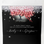 Alles in één elegante rode en roze hartritmebruilo drieluik uitnodiging (Binnenzijde eerst)