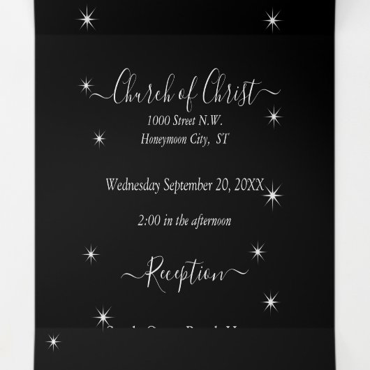 Alles in één elegante rode en roze hartritmebruilo drieluik uitnodiging (Binnenkant midden)