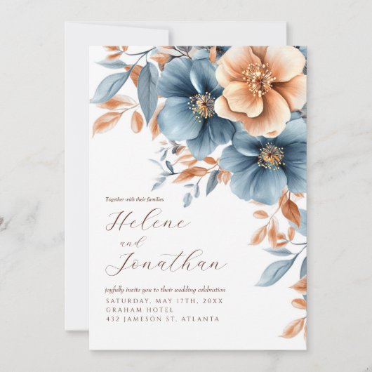 Alles in één elegante stoffige blauwe terracotta b kaart (Voorkant)