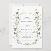 Alles in één elegante Wildflower bruiloft Kaart (Voorkant)