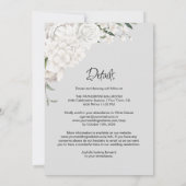 Alles in één elegante witte Floral grijs bruiloft Kaart (Achterkant)