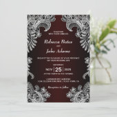 Alles in één elegante witte franse bruine bruiloft kaart (Staand voorkant)