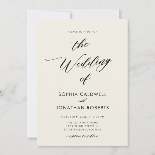 Alles in één elegante zwarte kalligrafie kaart (Voorkant)