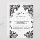 Alles in één elegante zwarte witte lace-bruiloft kaart (Achterkant)