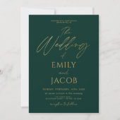 Alles in één Emerald Green Gold Wedding QR-code Kaart (Voorkant)