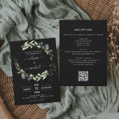 Alles in één Eucalyptus Black Rustic Wedding Kaart