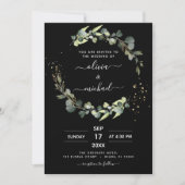 Alles in één Eucalyptus Black Rustic Wedding Kaart (Voorkant)