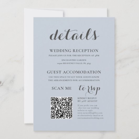 Alles-in-één Eucalyptus Bloemen Stoffig Blauw Brui Kaart (Achterkant)