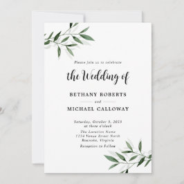 Alles in één Eucalyptus Calligrafie QR Code Wedden Kaart