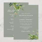 Alles in één Eucalyptus groen Salie Groene bruilof Kaart (Voorkant / Achterkant)
