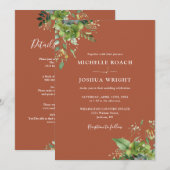 Alles in een eucalyptus groen terracotta bruiloft kaart (Voorkant / Achterkant)