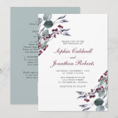 Alles in één eucalyptus Holly Berries Winter Weddi Kaart (Voorkant / Achterkant)