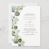 Alles in één Eucalyptus QR Code Wedding Greenery Kaart (Voorkant)