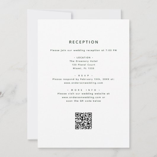 Alles in één Eucalyptus QR Code Wedding Greenery Kaart (Achterkant)