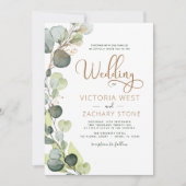 Alles in één Eucalyptus QR Code Wedding Greenery Kaart (Voorkant)