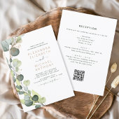 Alles in één Eucalyptus QR Code Wedding Greenery Kaart