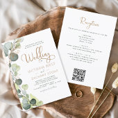 Alles in één Eucalyptus QR Code Wedding Greenery Kaart