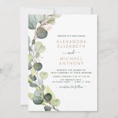Alles in één Eucalyptus QR Code Wedding Greenery Kaart (Voorkant)