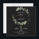 Alles in één Eucalyptus Rustic Black Wedding Kaart<br><div class="desc">Alles in één QR-code Eucalyptus Greenery Succulent Botanical Waterverf Spring Wedding Invitations on White background - bevat mooie en elegante scripttypografie met moderne botanische bladeren en groen voor de speciale huwelijksdag.</div>
