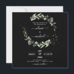 Alles in één Eucalyptus Rustic Black Wedding Kaart<br><div class="desc">Alles in één QR-code Eucalyptus Greenery Succulent Botanical Waterverf Spring Wedding Invitations on White background - bevat mooie en elegante scripttypografie met moderne botanische bladeren en groen voor de speciale huwelijksdag.</div>