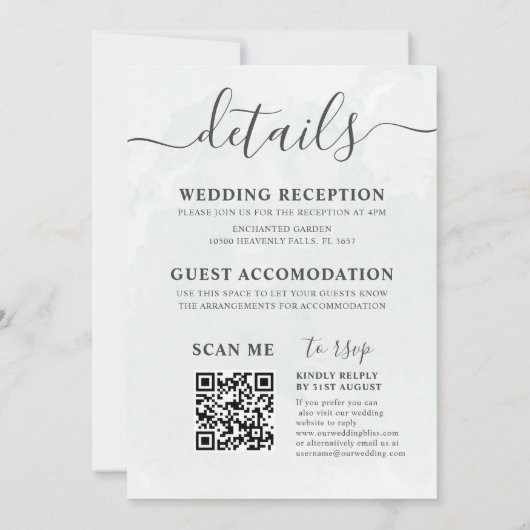 Alles-in-één Eucalyptus Sage Groene bruiloft Kaart (Achterkant)