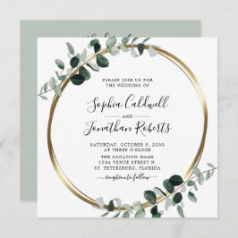 Alles in één Eucalyptus White Sage Square Weddensc Kaart