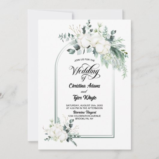 Alles in één eucalyptusboog bruiloft kaart (Voorkant)