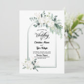 Alles in één eucalyptusboog bruiloft kaart (Staand voorkant)