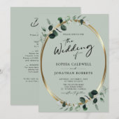 Alles in één eucalyptuskalligrafie kaart (Voorkant / Achterkant)