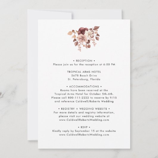 Alles in één Floral Eucalyptus Roos Gold Wedding Kaart (Achterkant)