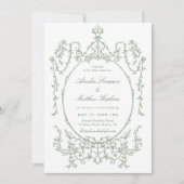 Alles in een Floral Lijst Green Wedding Kaart (Voorkant)