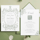 Alles in een Floral Lijst Green Wedding Kaart